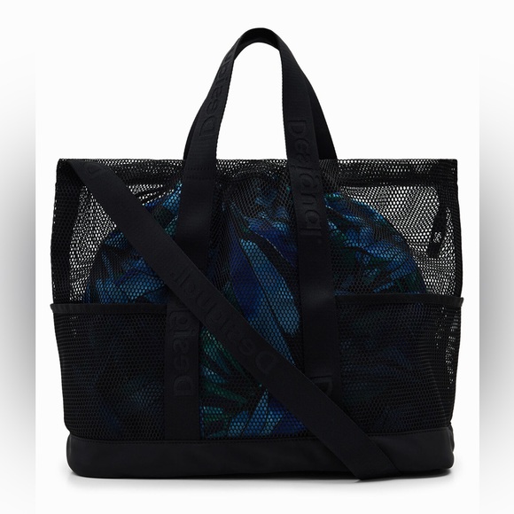 BNWOT Desigual Multicolour Swirl Mesh Tote Beach Travel Bag - Picture 4 of 14